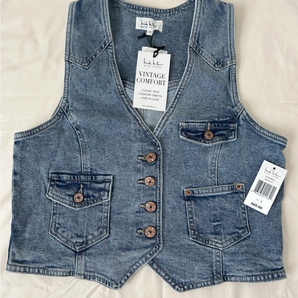 Nicole Miller Blue Denim Vest